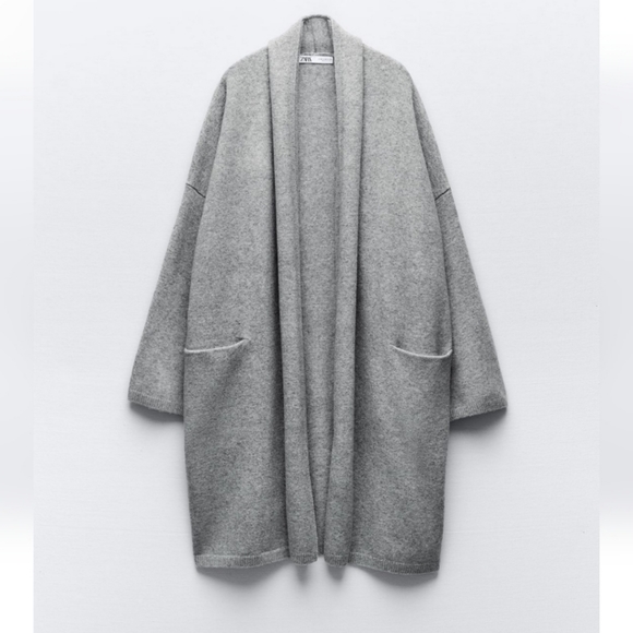 Zara Soft Knit Oversized Long Cardigan Coat - Picture 6 of 8